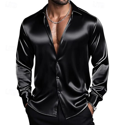 Camicia Elegante Raso Uomo Classica